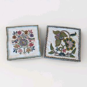 Vintage Crewel Embroidered Throw Pillow Covers Handmade Floral Birds India